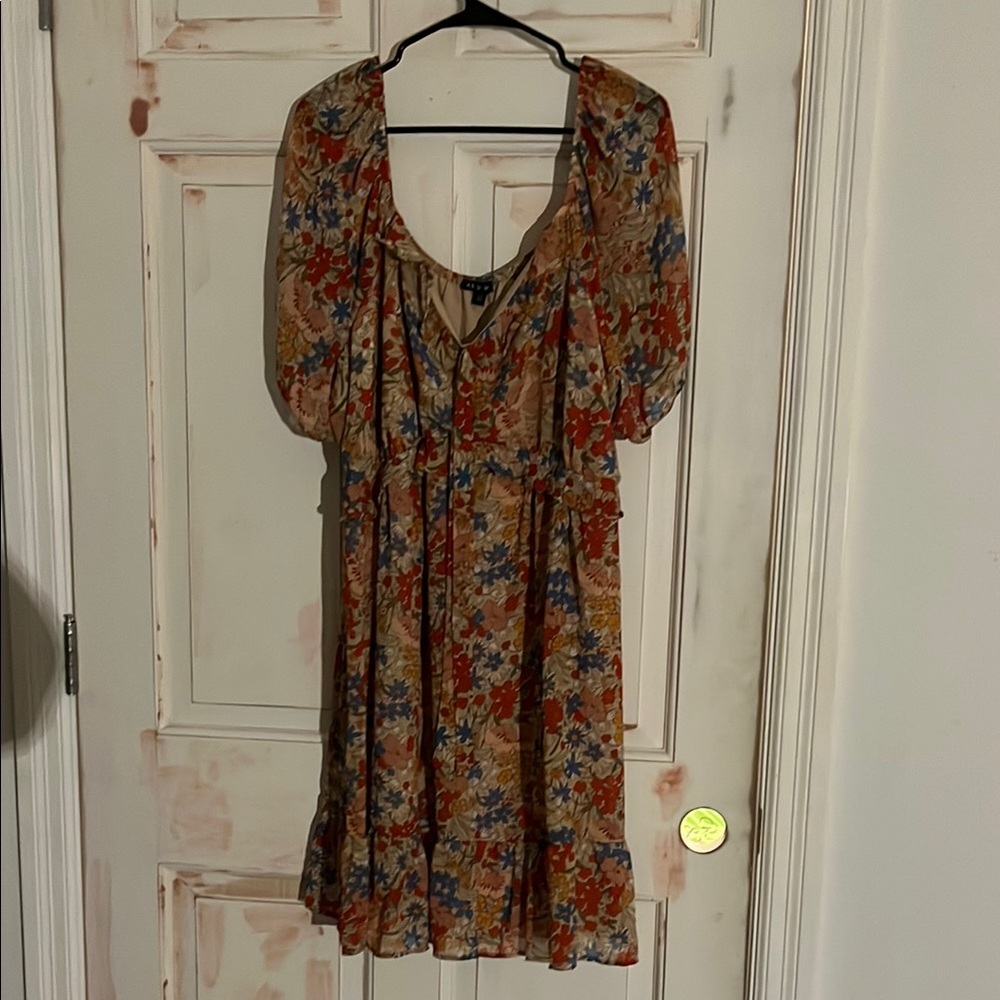 🌟As U Wish Orange Brown Puff Sleeve Sundress